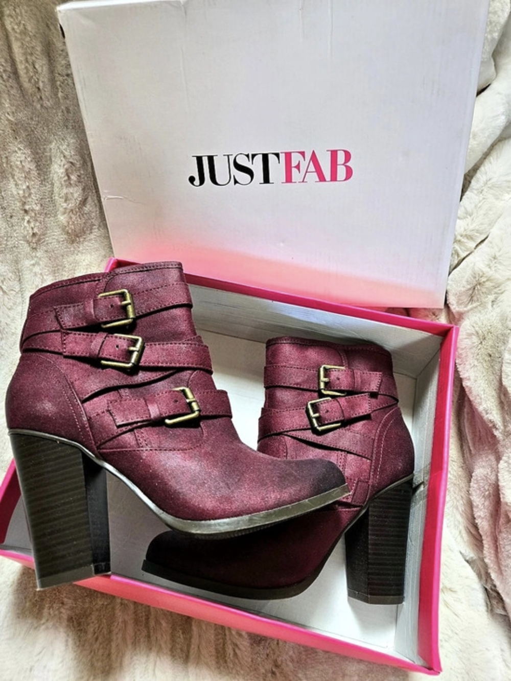 JustFab Binnae Ankle Boots Burgundy US 7